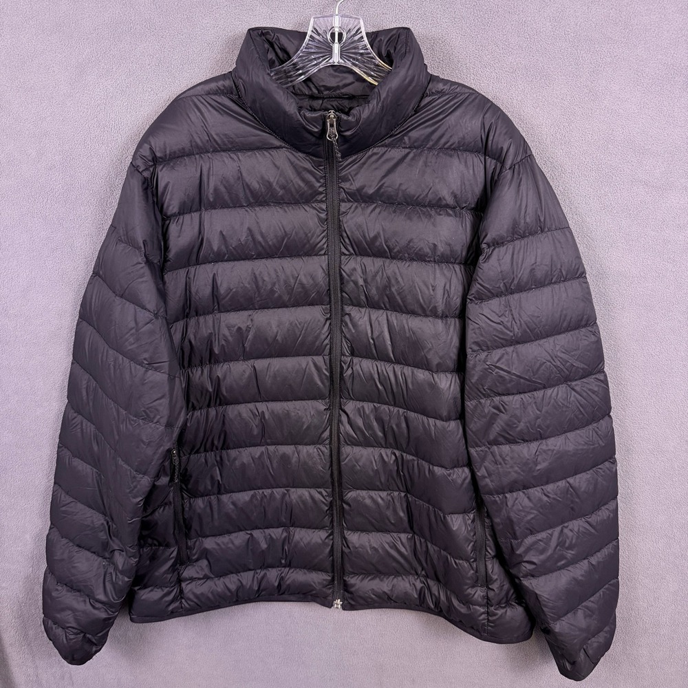 Eddie Bauer Down Puffer Jacket Mens XL Black Quilted Full Zip Gorpcore Outdoors‎